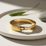 Load image into Gallery viewer, Black Teardrop Luxe Bangle – Anti Tarnish Gold Plated
