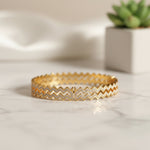 Load image into Gallery viewer, Zig Zag Crystal Luxe Bangle – Anti Tarnish Gold Plated

