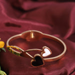 Load image into Gallery viewer, Dual Heart Enamel Bangle – Anti Tarnish Gold Plated
