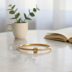 Load image into Gallery viewer, Triple Barrel CZ Minimalist Bangle – Anti Tarnish Gold Plated
