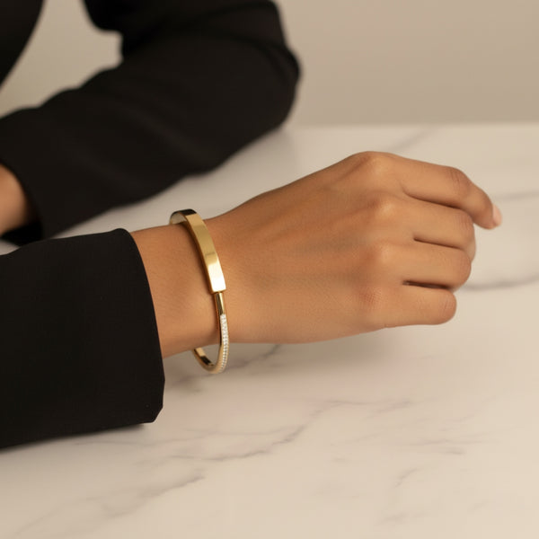 Elegant CZ Half-Stoned Bangle