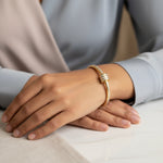 Load image into Gallery viewer, Triple Barrel CZ Minimalist Bangle – Anti Tarnish Gold Plated
