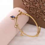 Load image into Gallery viewer, Blue Heart Charm Cable Bracelet – Anti Tarnish Gold Plated
