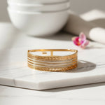 Load image into Gallery viewer, Greek Key Luxe CZ Bangle – Anti Tarnish Gold Plated

