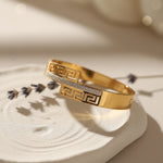 Load image into Gallery viewer, Greek Pattern Luxe CZ Bangle – Anti Tarnish Gold Plated

