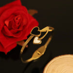 Load image into Gallery viewer, Dual Heart Enamel Bangle – Anti Tarnish Gold Plated
