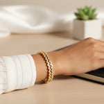 Load image into Gallery viewer, Zig Zag Crystal Luxe Bangle – Anti Tarnish Gold Plated
