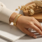 Load image into Gallery viewer, Triple Row CZ Elegance Bangle – Anti Tarnish Gold Plated
