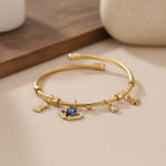 Load image into Gallery viewer, Blue Heart Charm Cable Bracelet – Anti Tarnish Gold Plated
