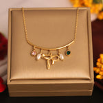 Load image into Gallery viewer, Elegant Bow Charm Necklace with Pearl &amp; Crystal Drops
