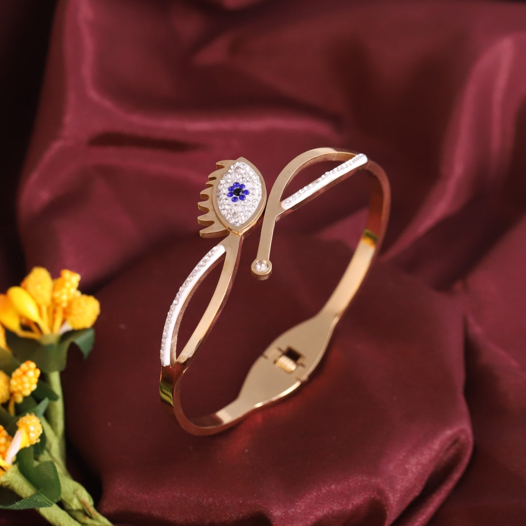 Evil Eye Sparkle Bangle – Premium Anti-Tarnish Gold
