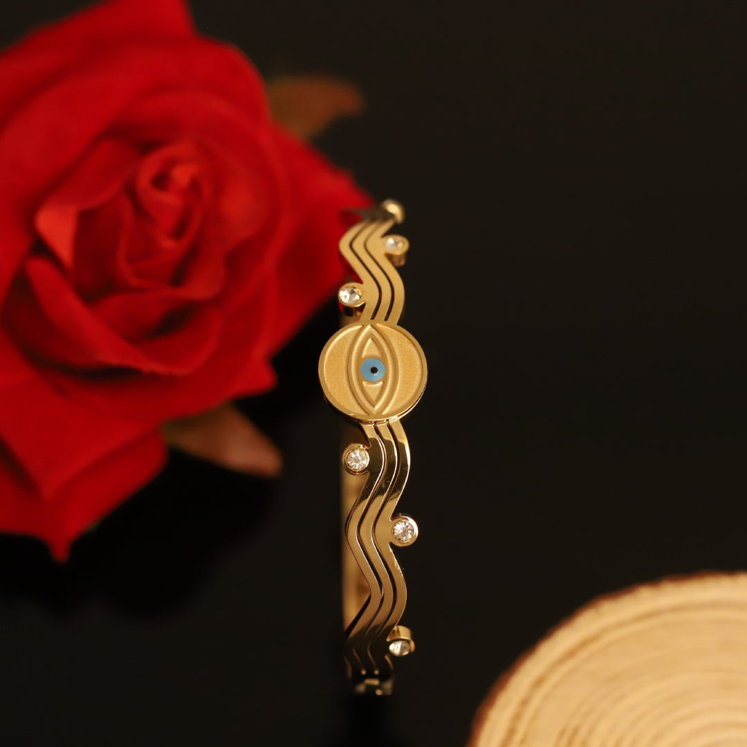 Premium Evil Eye Protection Bangle – Anti Tarnish Gold Plated
