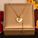 Load image into Gallery viewer, Dual Layer Heart Charm Necklace – Anti-Tarnish Gold
