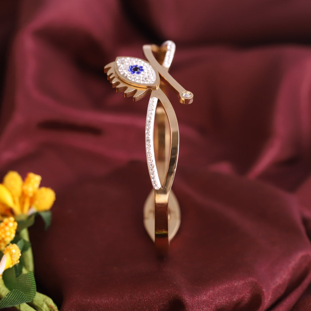 Evil Eye Sparkle Bangle – Premium Anti-Tarnish Gold
