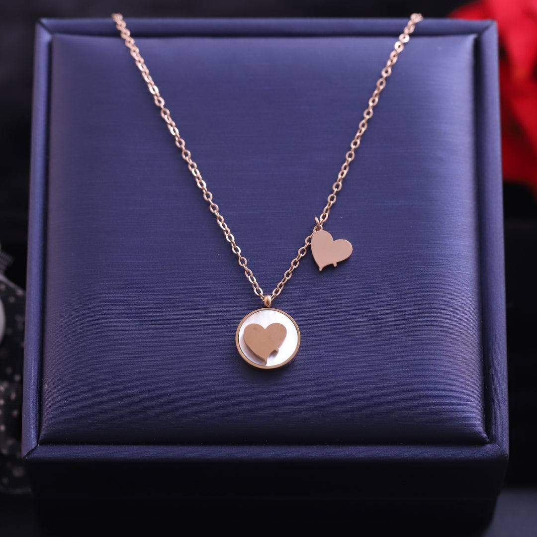 Dual Heart Charm Pendant Necklace