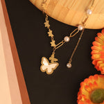 Load image into Gallery viewer, Pearl Glow Butterfly Layered Necklace – Anti Tarnish
