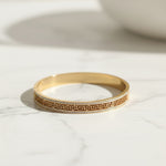 Load image into Gallery viewer, Greek Elegance CZ Border Bangle – Premium Anti-Tarnish Gold Plated
