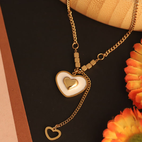 Dual Layer Heart Charm Necklace – Anti-Tarnish Gold