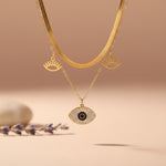 Load image into Gallery viewer, Triple Layer Evil Eye Luxe Necklace – Anti Tarnish Gold
