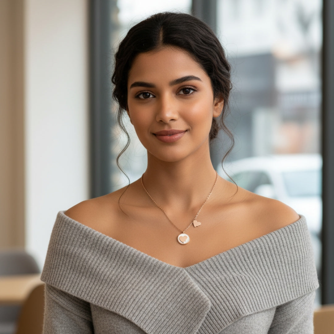 Dual Heart Charm Pendant Necklace