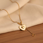 Load image into Gallery viewer, Dual Layer Heart Charm Necklace – Anti-Tarnish Gold
