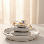 Load image into Gallery viewer, Evil Eye Sparkle Bangle – Premium Anti-Tarnish Gold
