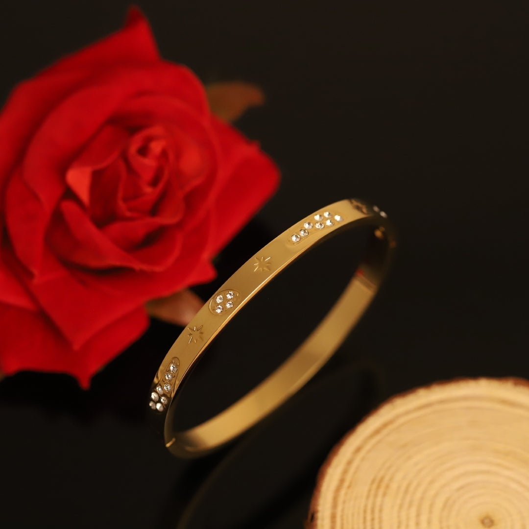 Starry Sparkle Slim Bangle – Premium Anti-Tarnish Gold Plated