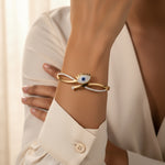 Load image into Gallery viewer, Evil Eye Sparkle Bangle – Premium Anti-Tarnish Gold
