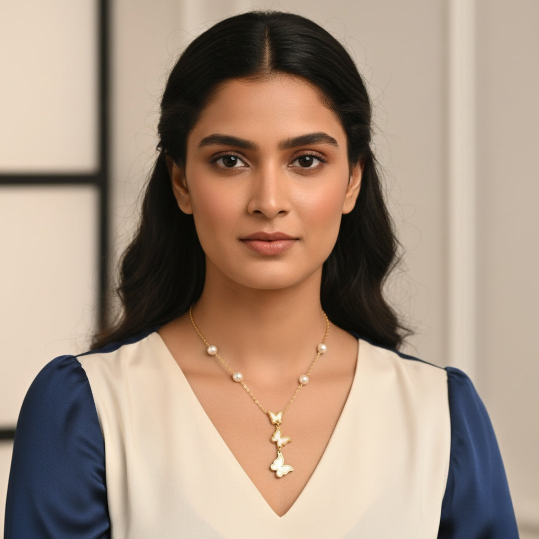 Butterfly Bliss Anti-Tarnish Pearl Necklace