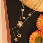 Load image into Gallery viewer, legant Clover Pearl Drop Anti-Tarnish Necklace
