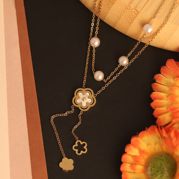 legant Clover Pearl Drop Anti-Tarnish Necklace