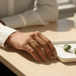 Load image into Gallery viewer, Golden Textured Dome Statement Ring
