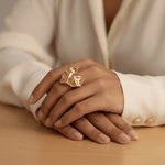 Load image into Gallery viewer, Golden Abstract Heart Statement Ring
