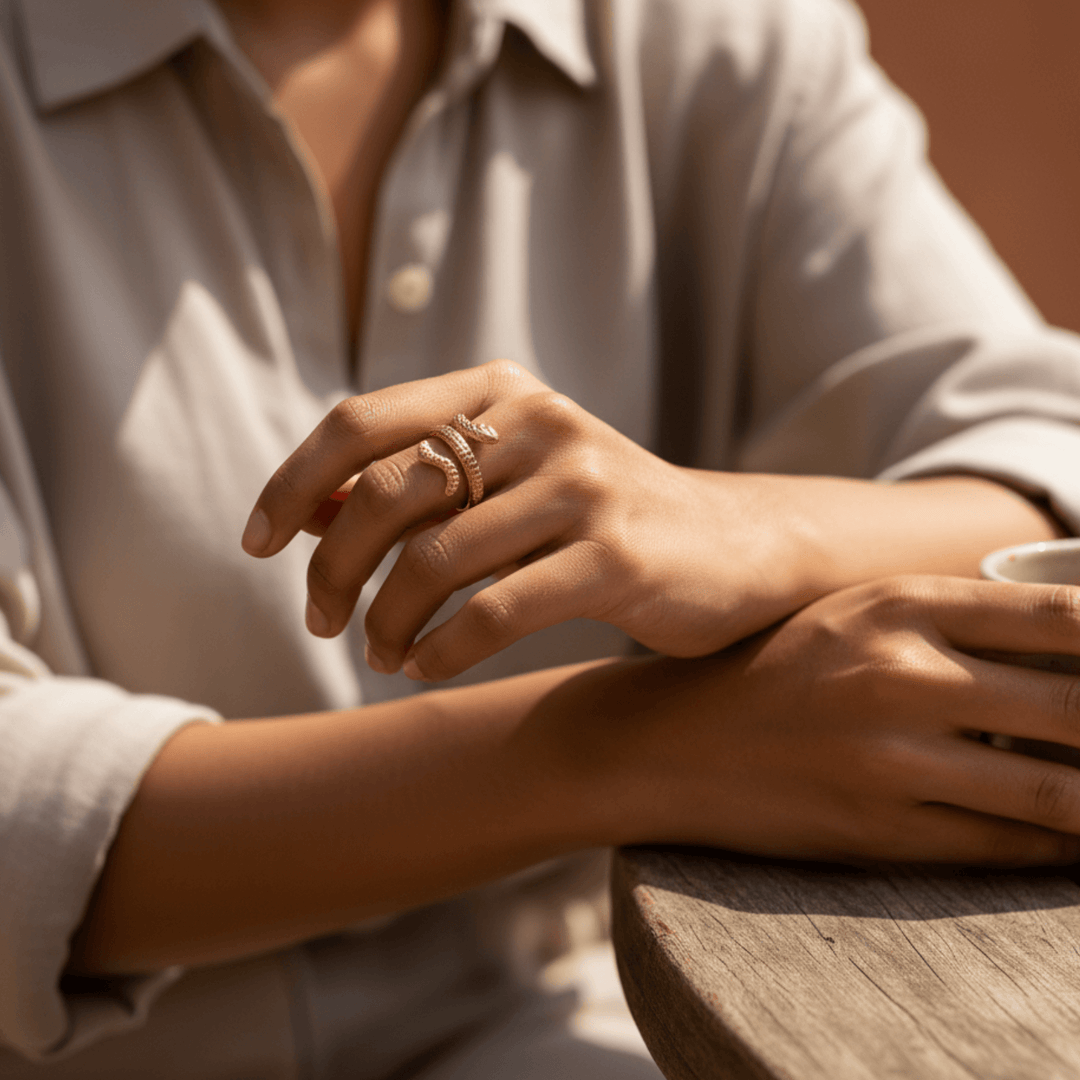 Golden Snake Wrap Adjustable Ring