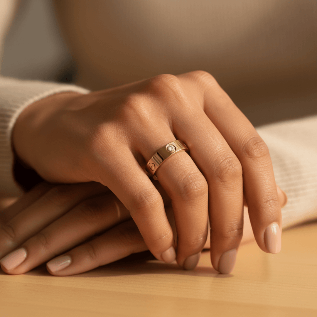 Golden Classic Band with Stone