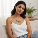 Load image into Gallery viewer, Mystic Evil Eye &amp; Green Bead Charm Necklace Set
