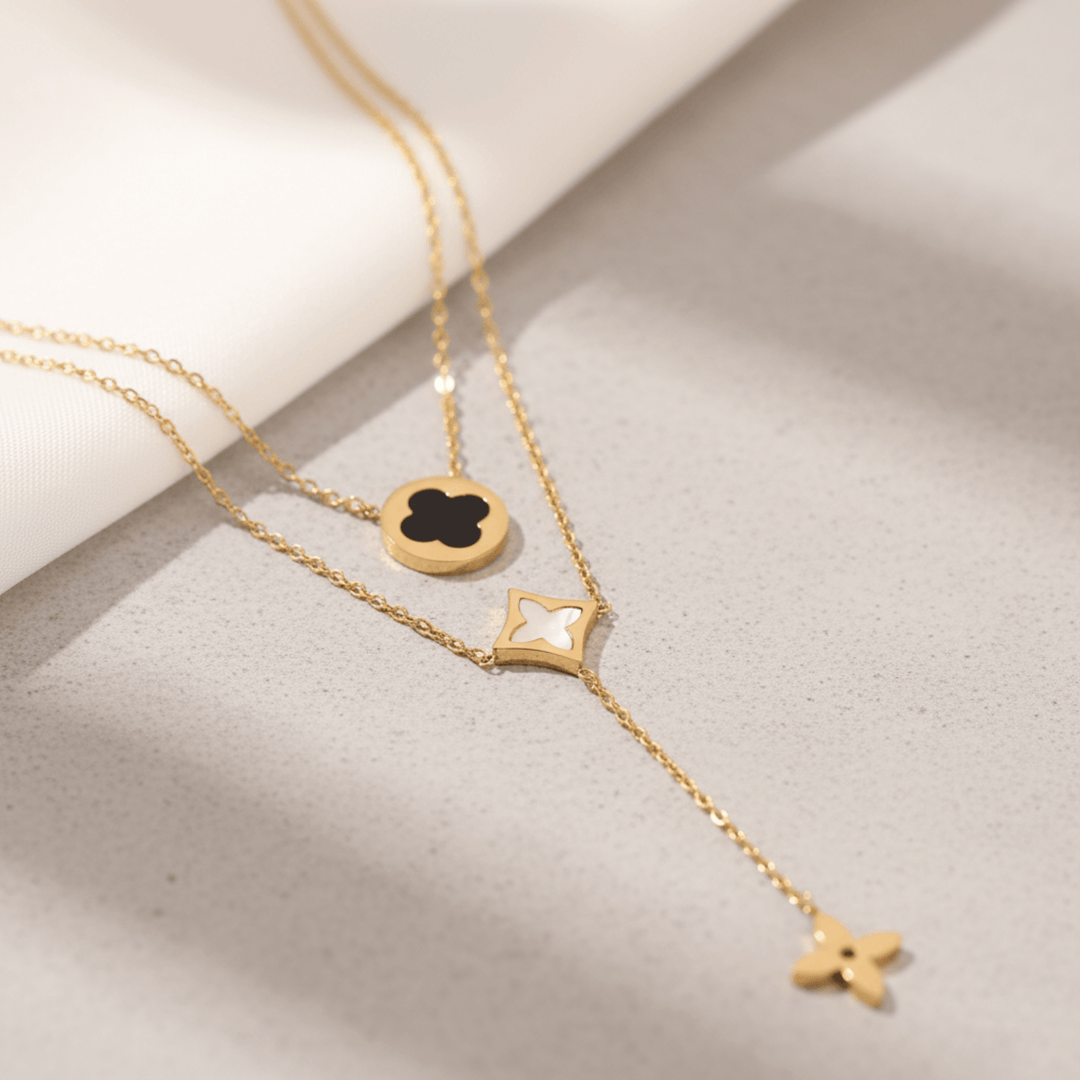 Golden Clover & Star Layered Necklace