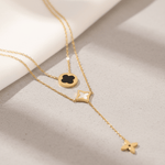 Load image into Gallery viewer, Golden Clover &amp; Star Layered Necklace

