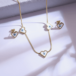 Load image into Gallery viewer, Heart Evil Eye Necklace &amp; Earrings Set – White Enamel Gold Plated Anti-Tarnish
