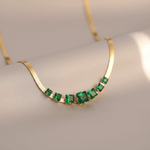 Load image into Gallery viewer, Golden Emerald-Cut Stone Statement Necklace
