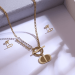 Load image into Gallery viewer, Premium Toggle Chain Necklace with Designer Charm &amp; Crystal Bar
