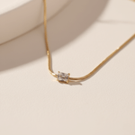 Load image into Gallery viewer, Golden Solitaire Square Pendant Snake Chain Necklace
