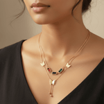 Load image into Gallery viewer, Tri-Stone Butterfly Charm Layered Necklace – Gold Plated
