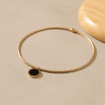 Load image into Gallery viewer, Black &amp; White Enamel Circle Charm Choker – Anti-Tarnish Gold Stainless Steel Necklace
