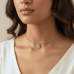 Load image into Gallery viewer, Bloom with Grace” Rose Engraved Charm Choker – Anti-Tarnish Gold Necklace
