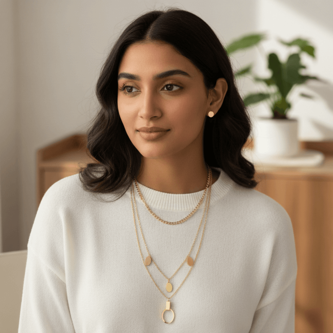 Golden Aura Layered Necklace Set