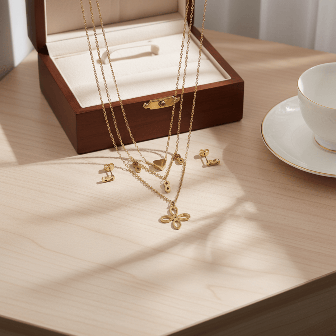 Golden Harmony Layered Necklace Set