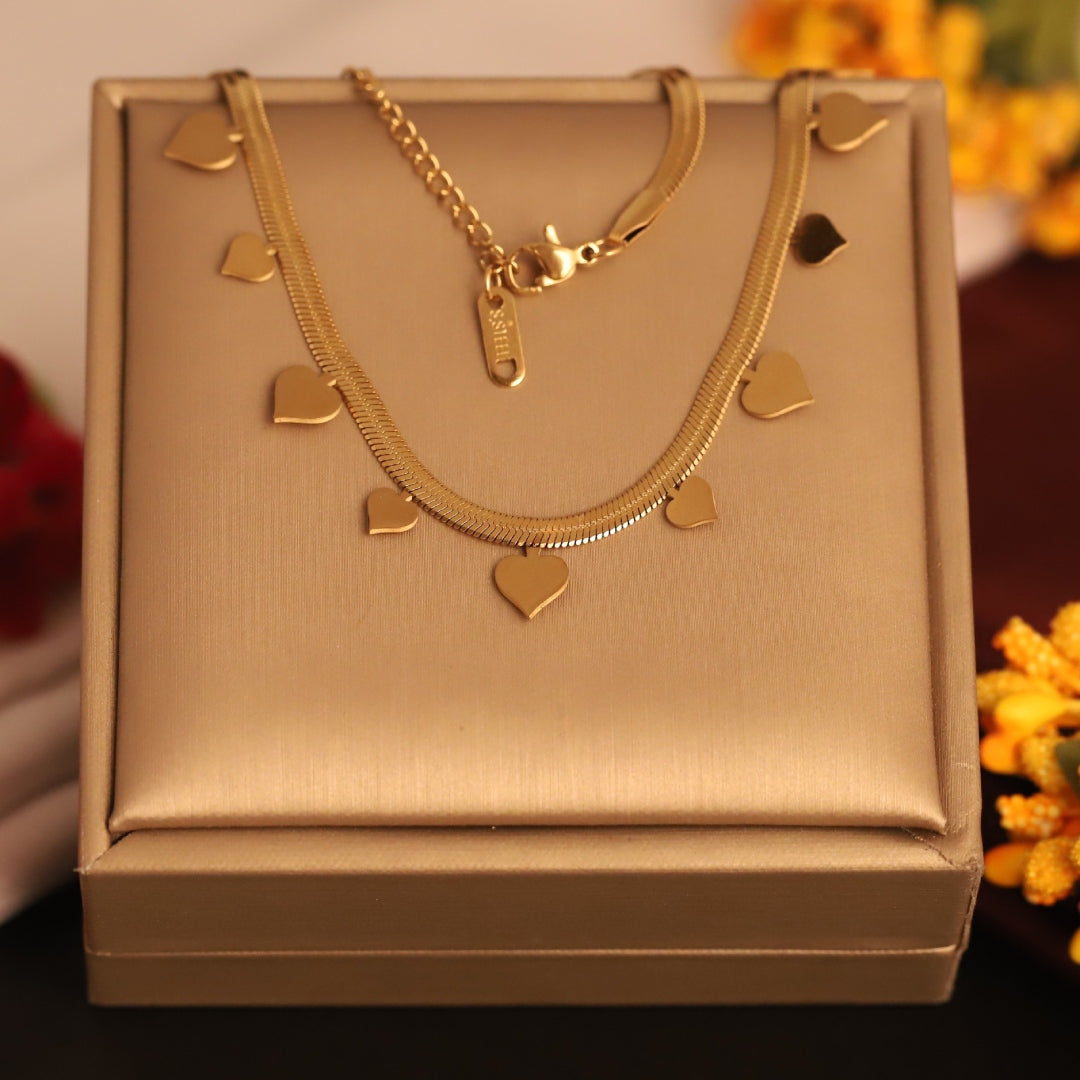 Golden Mini Heart Charm Necklace