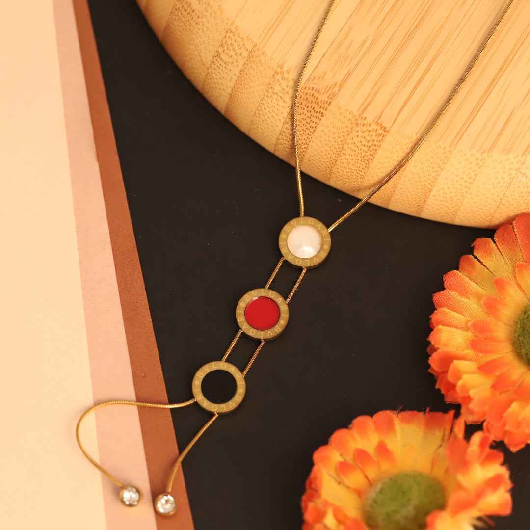 Luxury Tricolor Enamel Medallion Necklace – Anti Tarnish Gold Plated