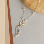 Load image into Gallery viewer, Pearl Butterfly Tassel Necklace
